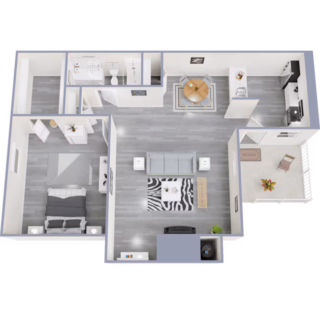 1 Bed 1 Bath A 8821A floor plan